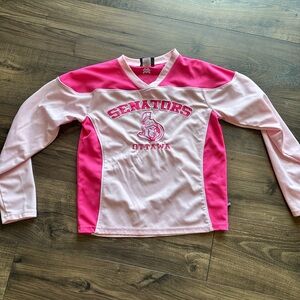 NHL Kids Pink and White Ottawa senators jersey